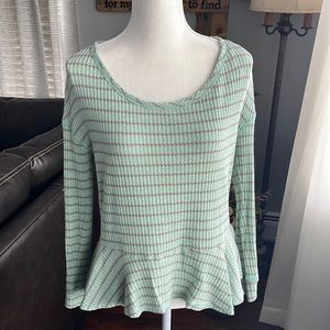 Free People long sleeved peplum style striped top